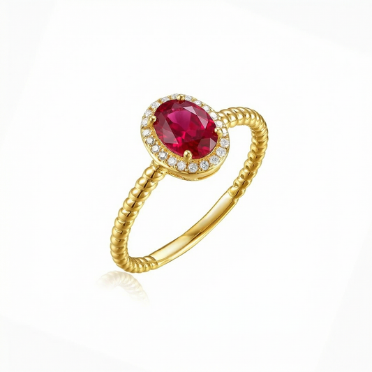 14KY PREC COLOR 4 PRONG TWIST ROPE RING