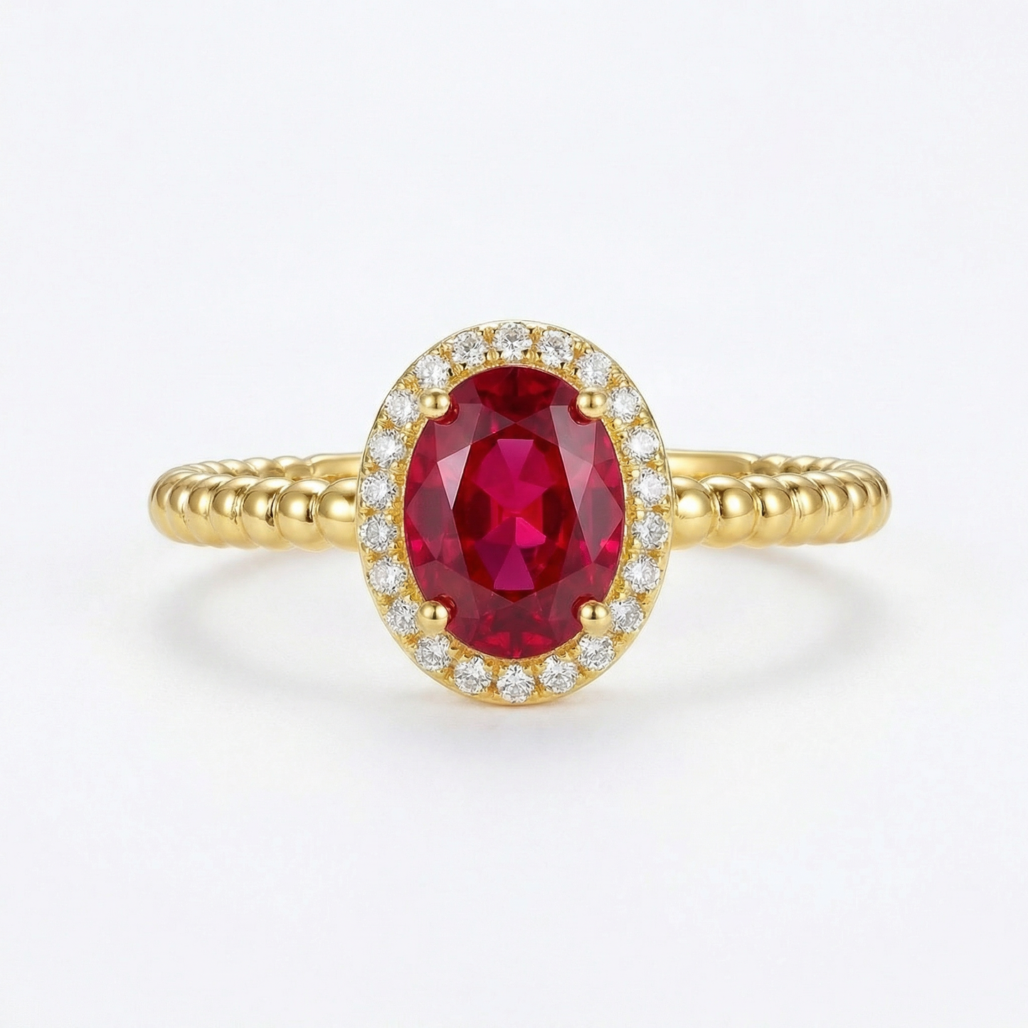 14KY PREC COLOR 4 PRONG TWIST ROPE RING