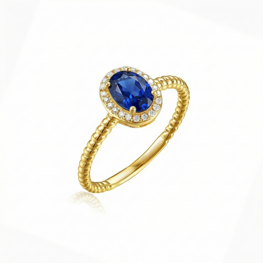 14KY PREC COLOR 4 PRONG TWIST ROPE RING