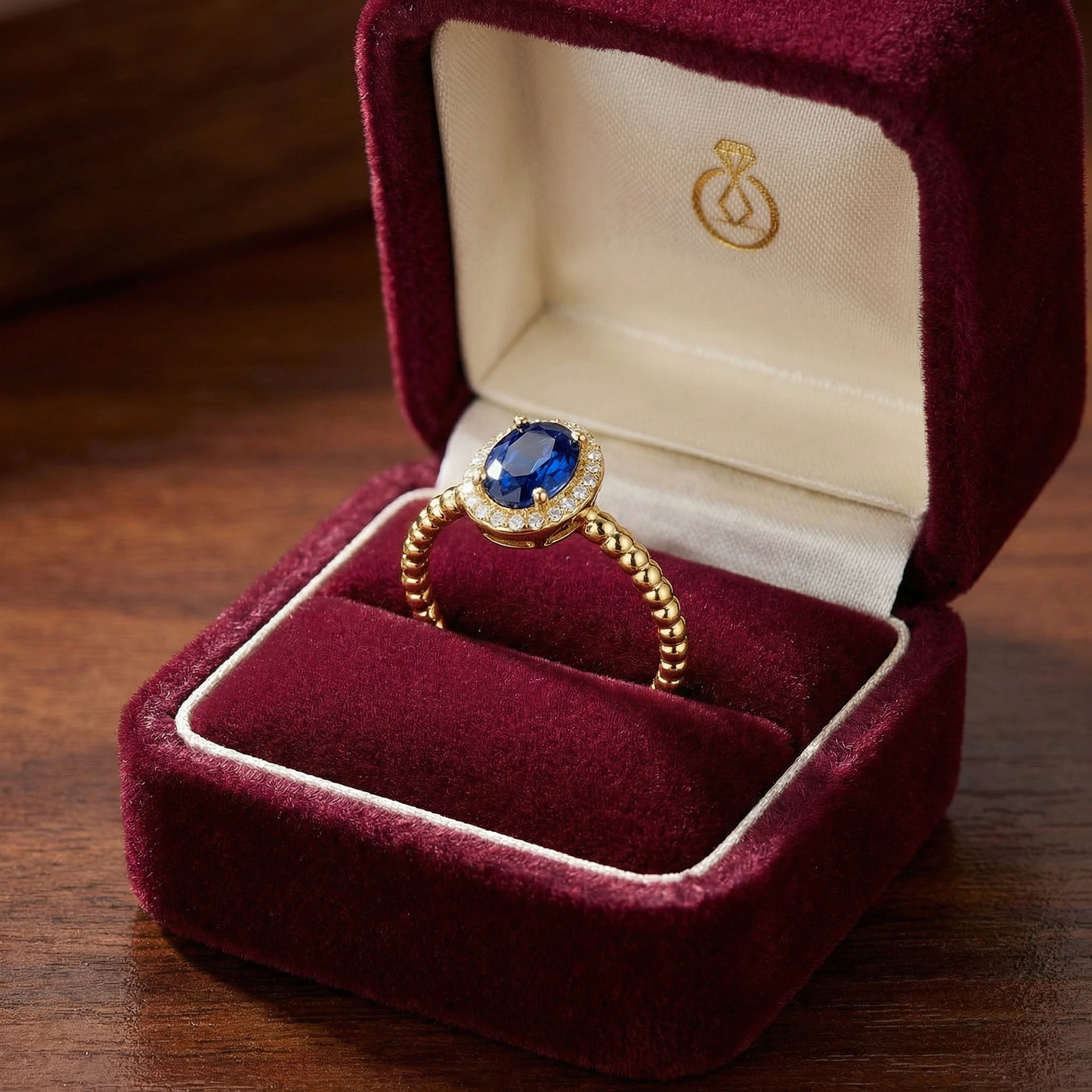 14KY PREC COLOR 4 PRONG TWIST ROPE RING