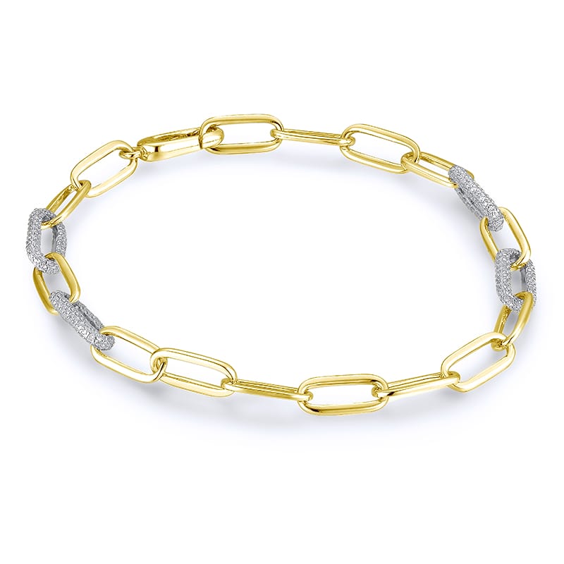 14KW/Y DIAMOND PAVE PAPER CLIP BRACELET