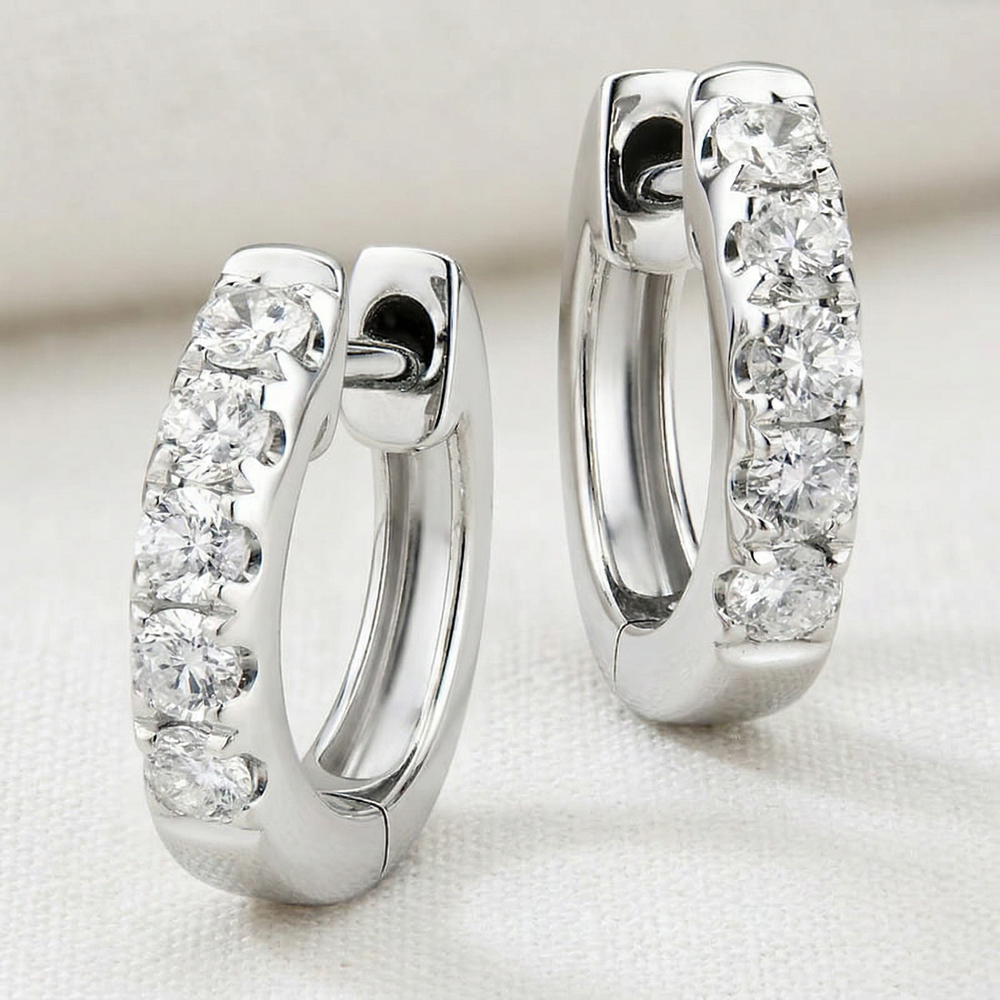 14KW DIAMOND  HUGGIE EARRING