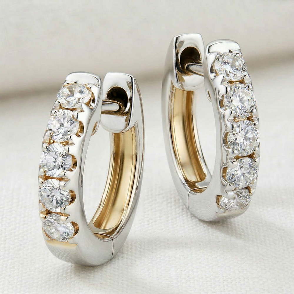 14KW DIAMOND  HUGGIE EARRING