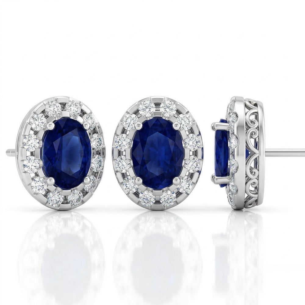 14KW PREC COLOR STUD HALO EARS