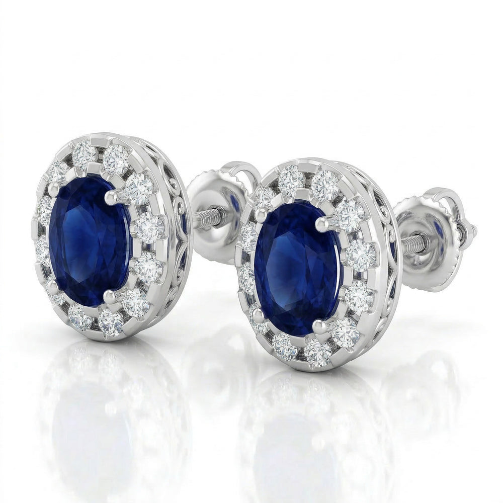 14KW PREC COLOR STUD HALO EARS