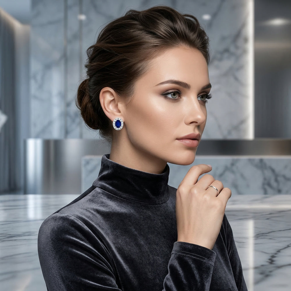14KW PREC COLOR STUD HALO EARS
