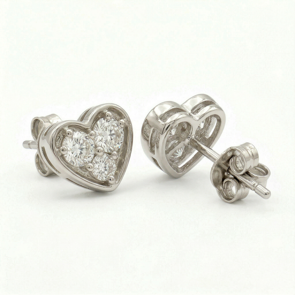 14KW DIAMOND STUD HEART EARRING