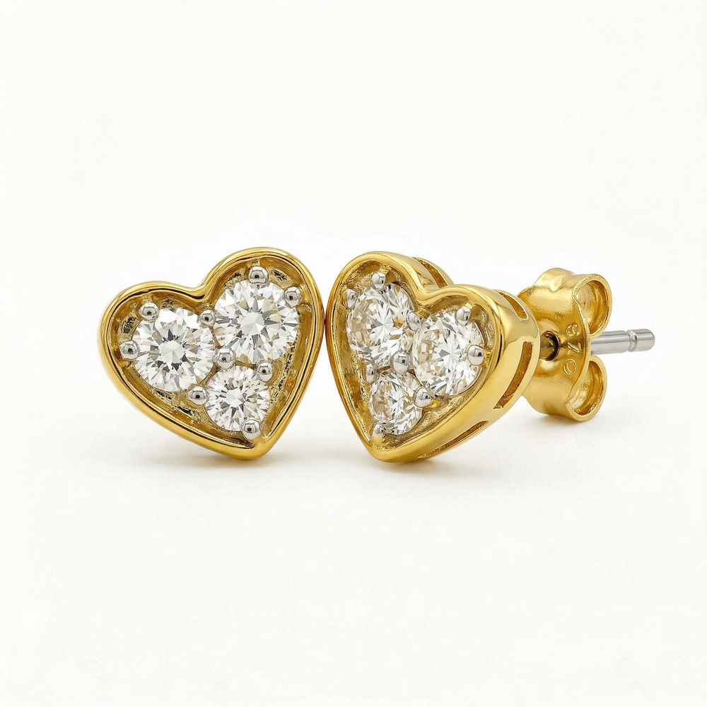 14KY DIAMOND STUD HEART EARRING