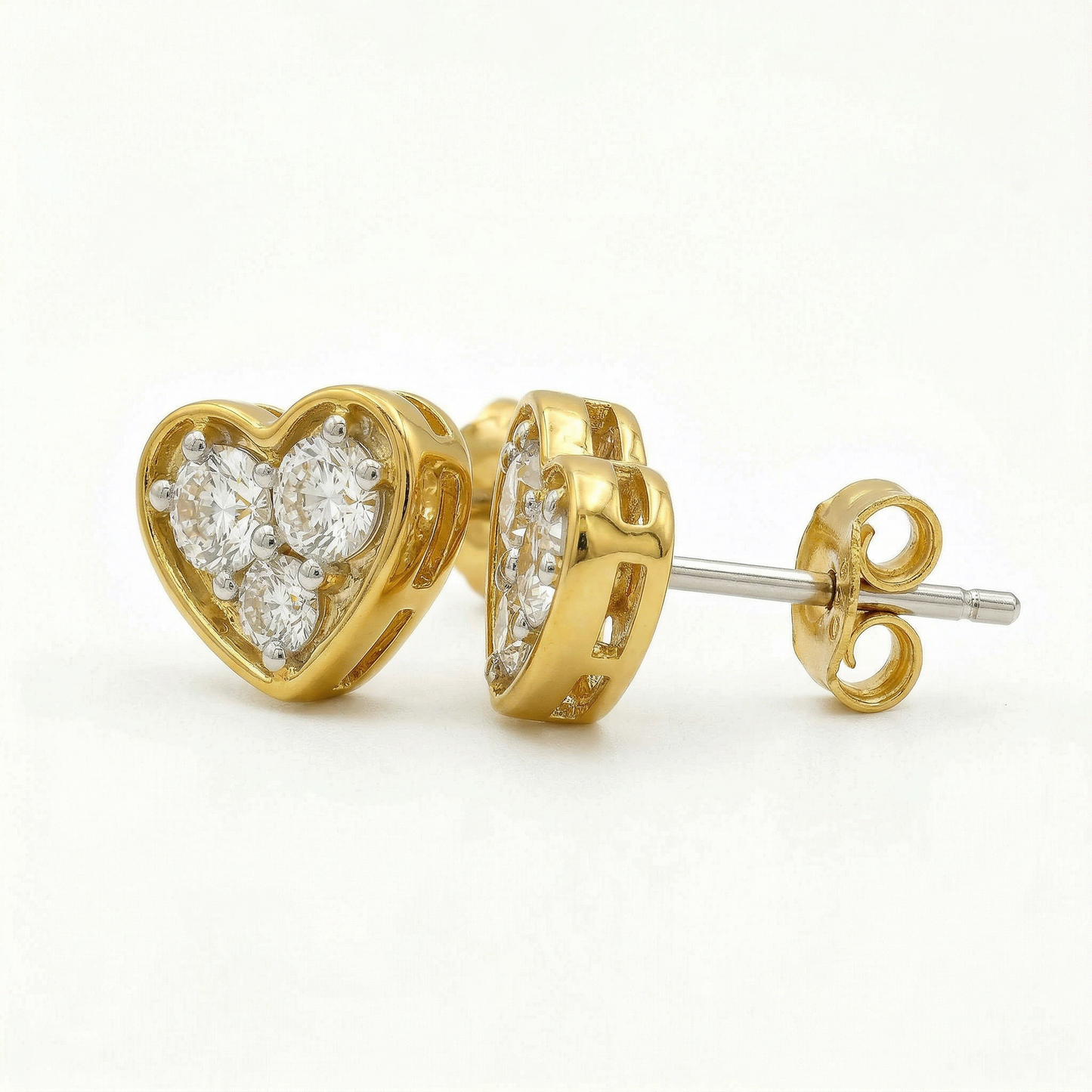 14KY DIAMOND STUD HEART EARRING