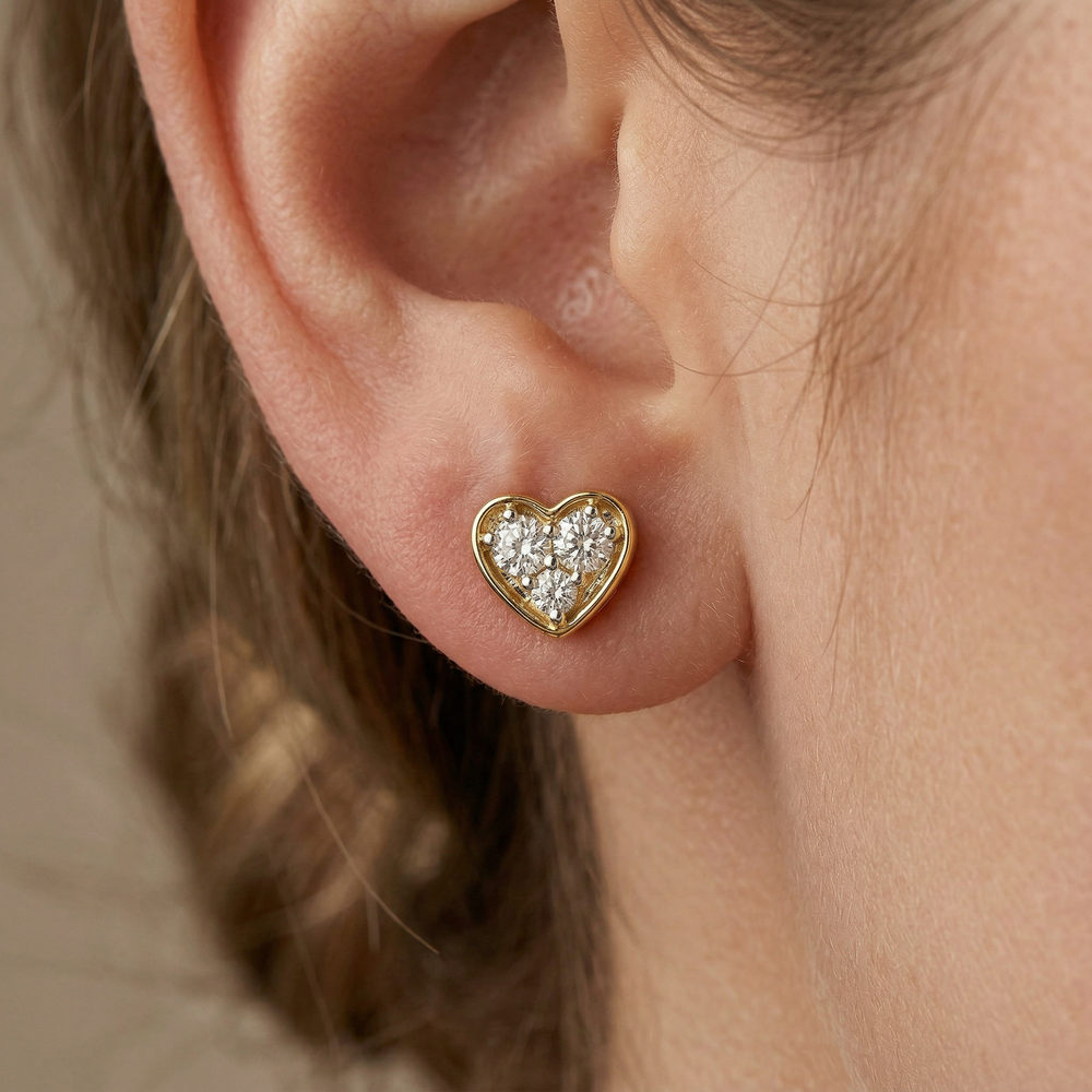 14KY DIAMOND STUD HEART EARRING