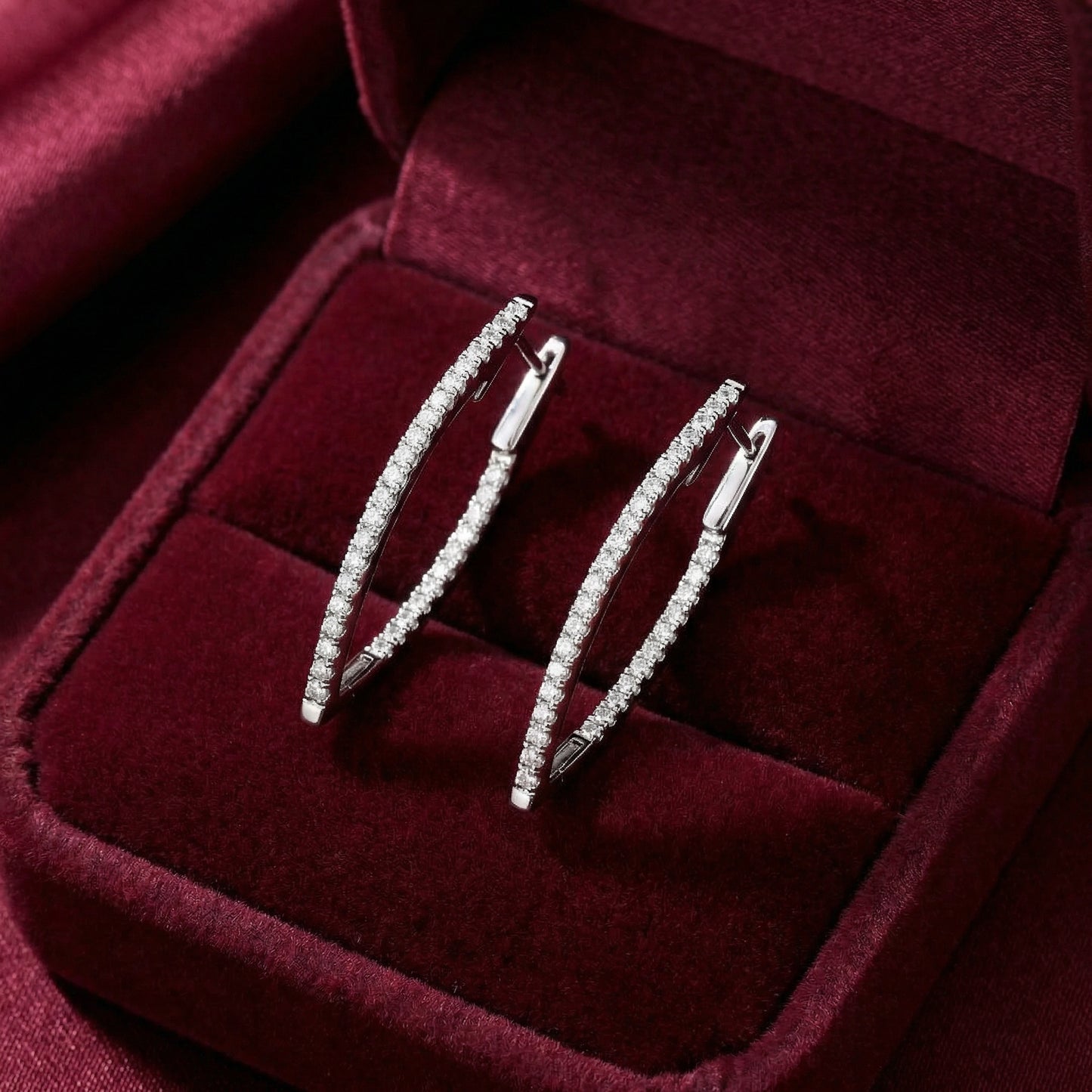 14KWG DIAMOND  MARQUIS HOOP EARS