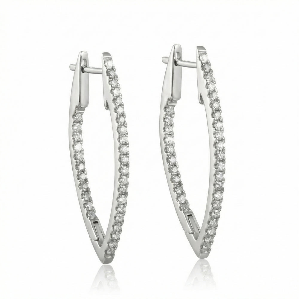 14KWG DIAMOND  MARQUIS HOOP EARS