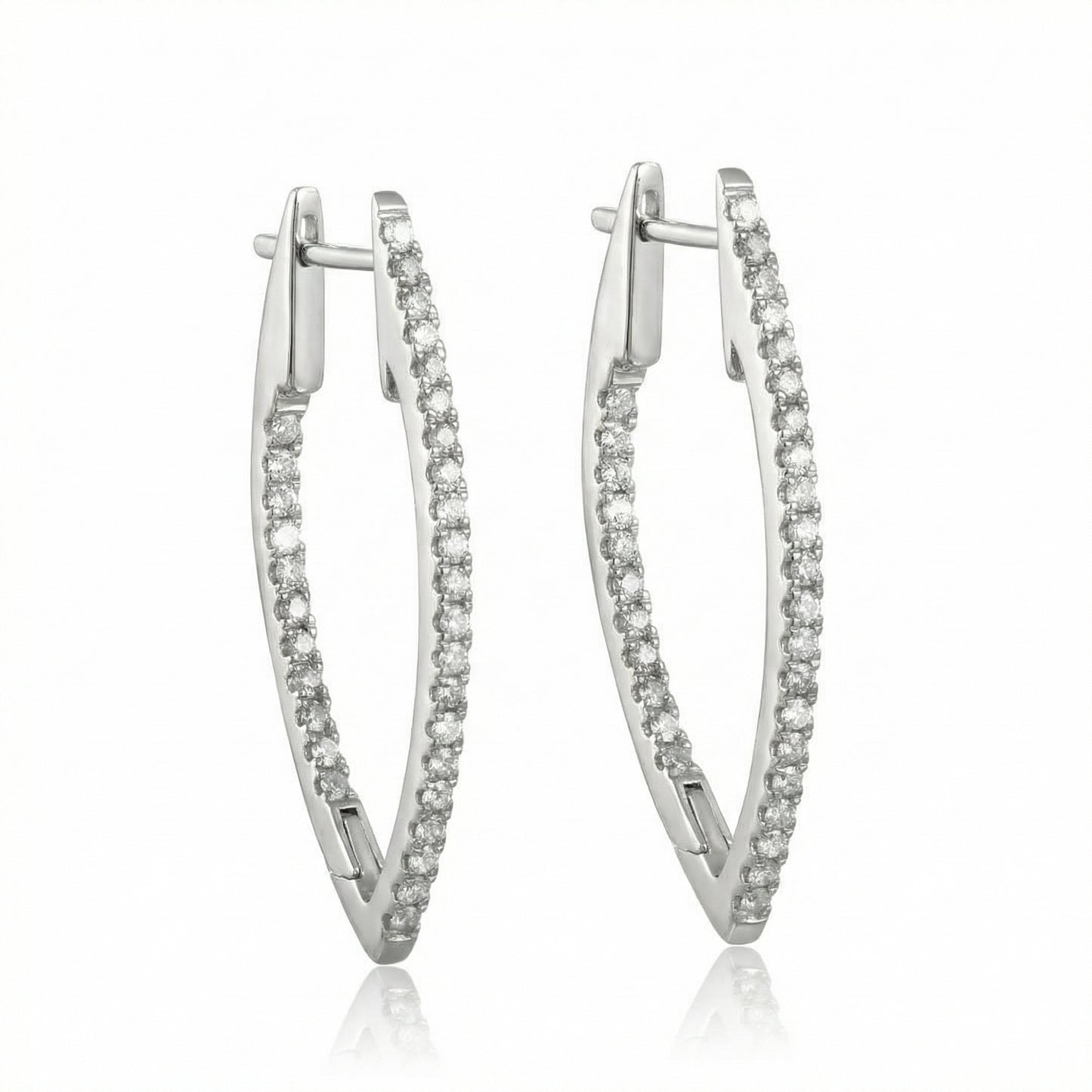 14KWG DIAMOND  MARQUIS HOOP EARS