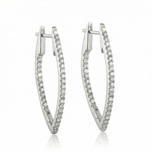 14KWG DIAMOND  MARQUIS HOOP EARS