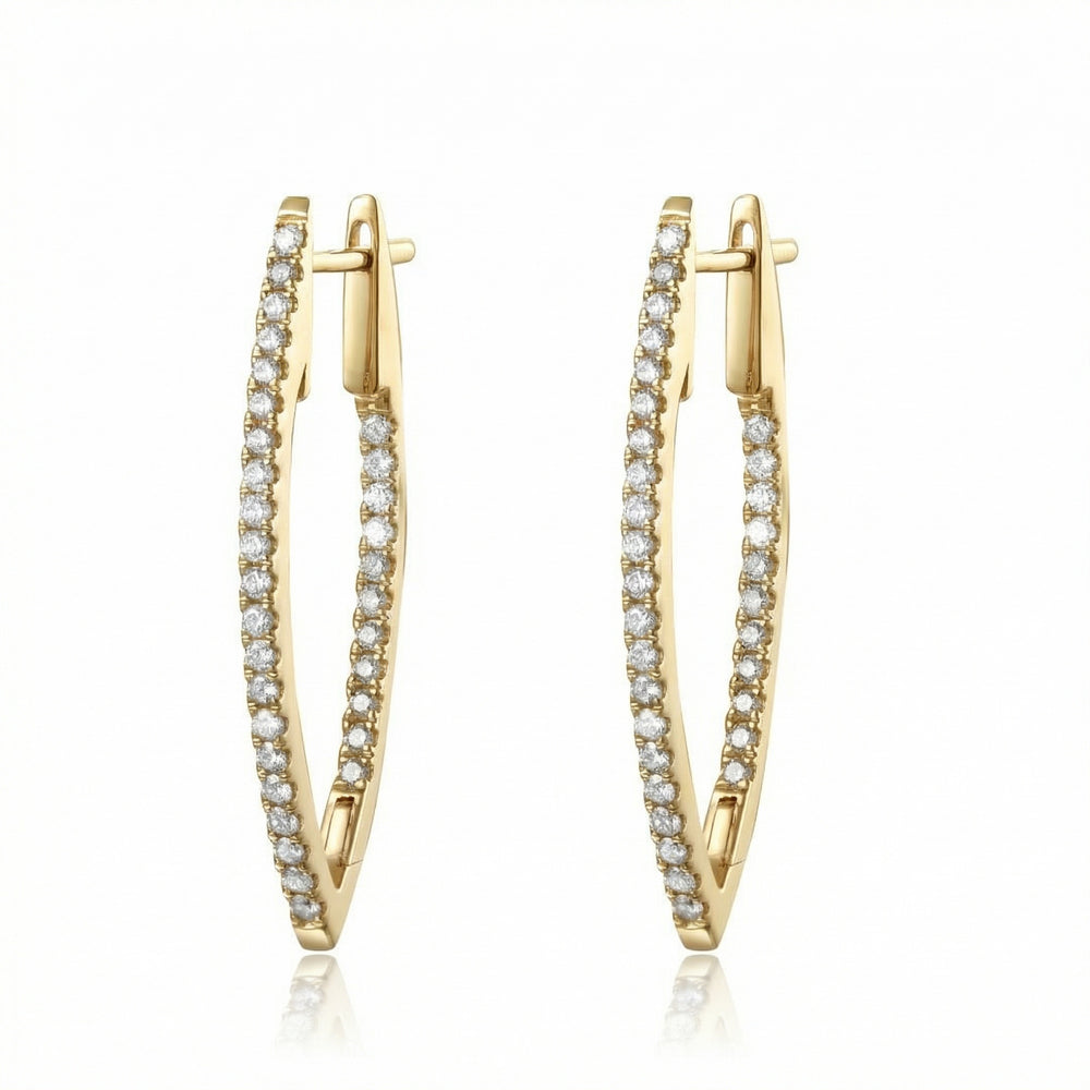 14KYG DIAMOND  MARQUIS HOOP EARRING