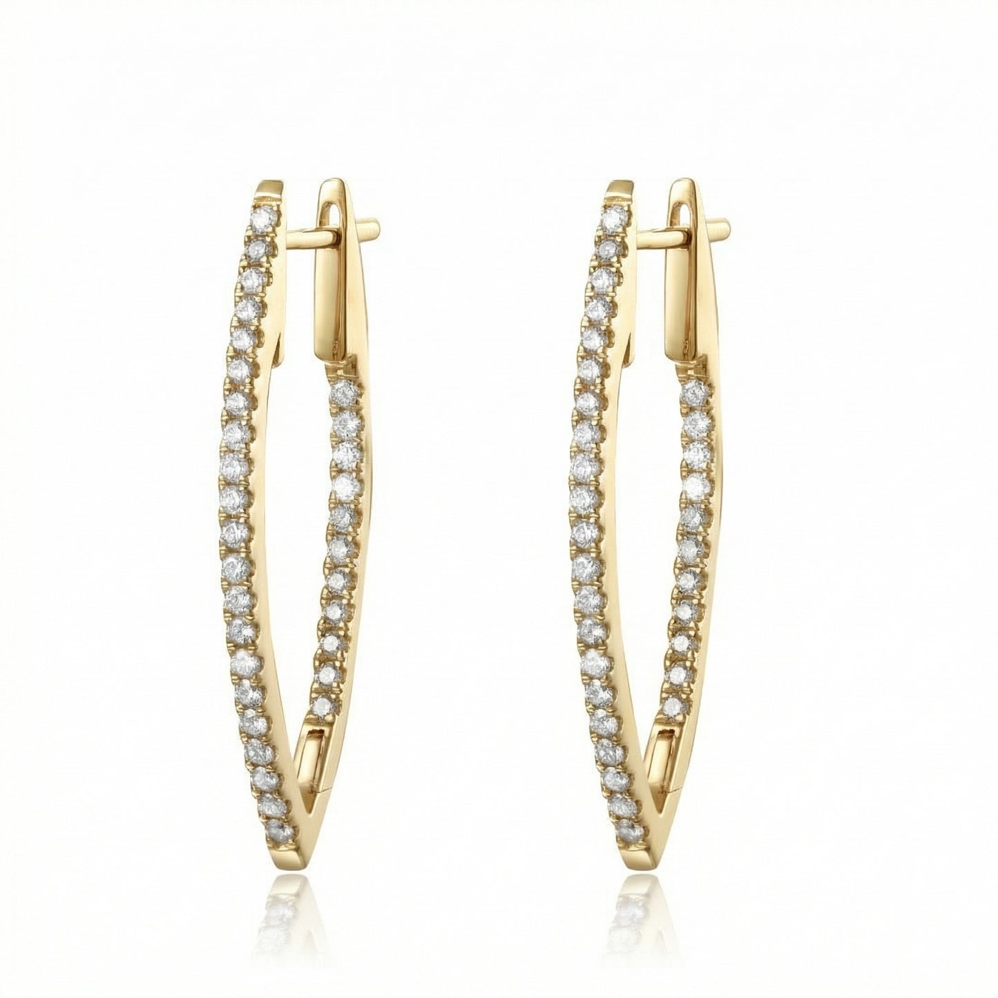 14KYG DIAMOND  MARQUIS HOOP EARRING