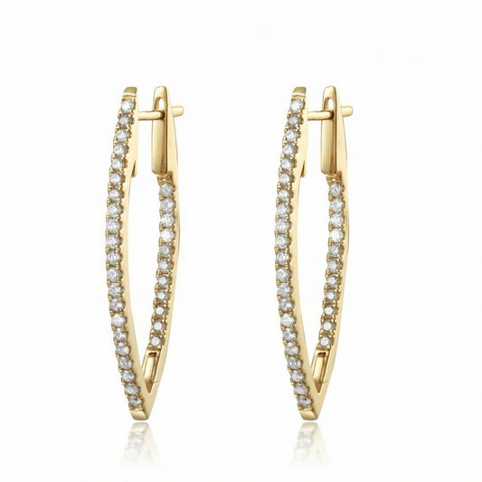 14KYG DIAMOND  MARQUIS HOOP EARRING
