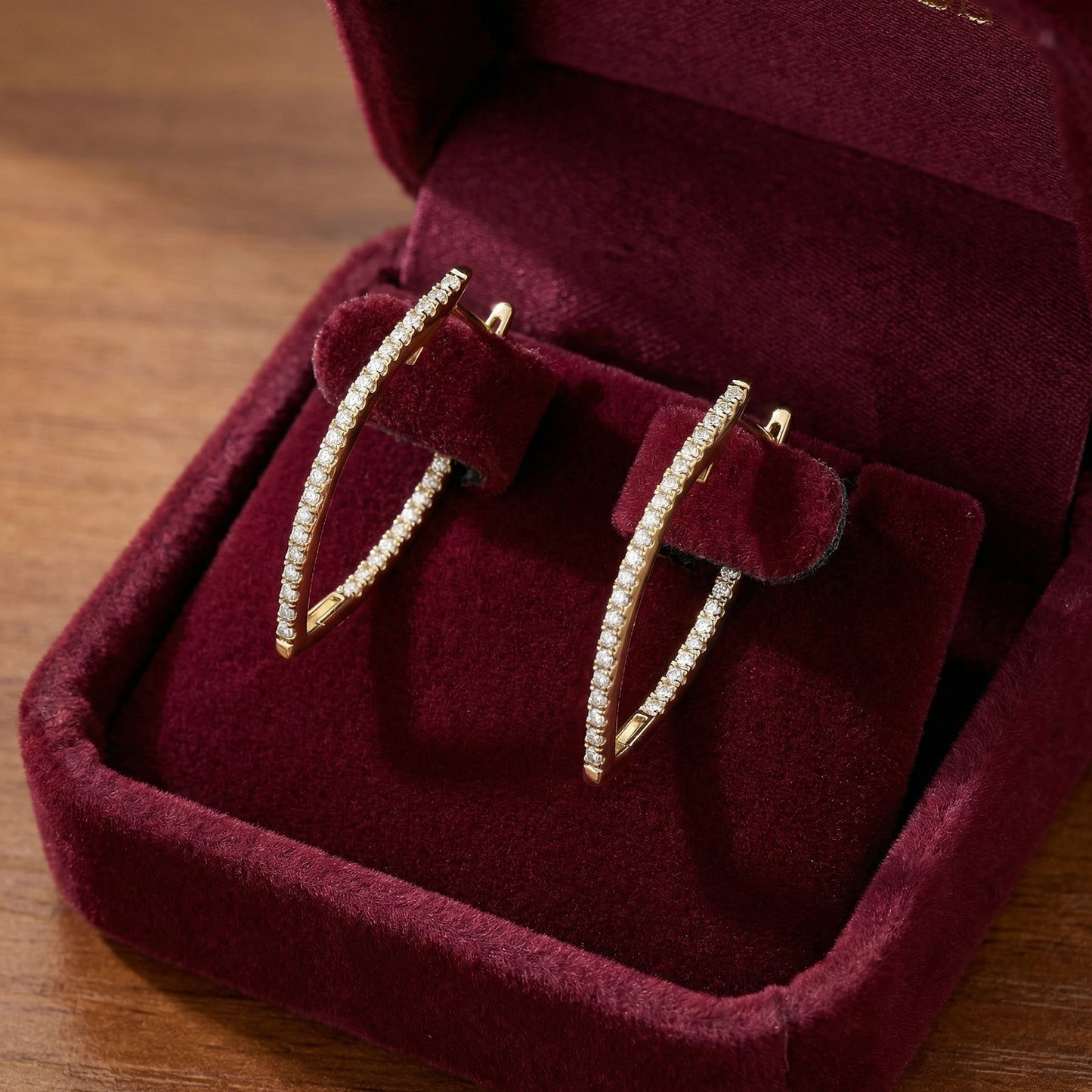 14KYG DIAMOND  MARQUIS HOOP EARRING