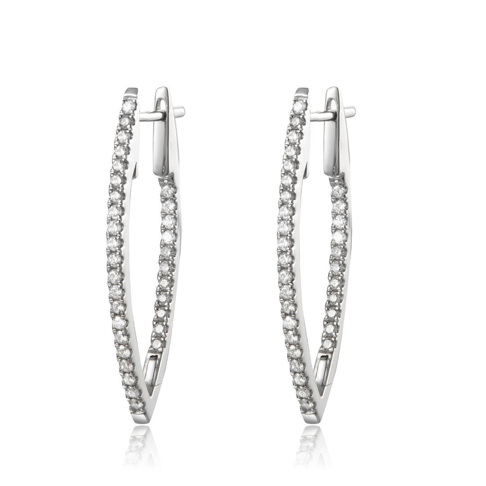 14KWG DIAMOND  MARQUIS HOOP EARS