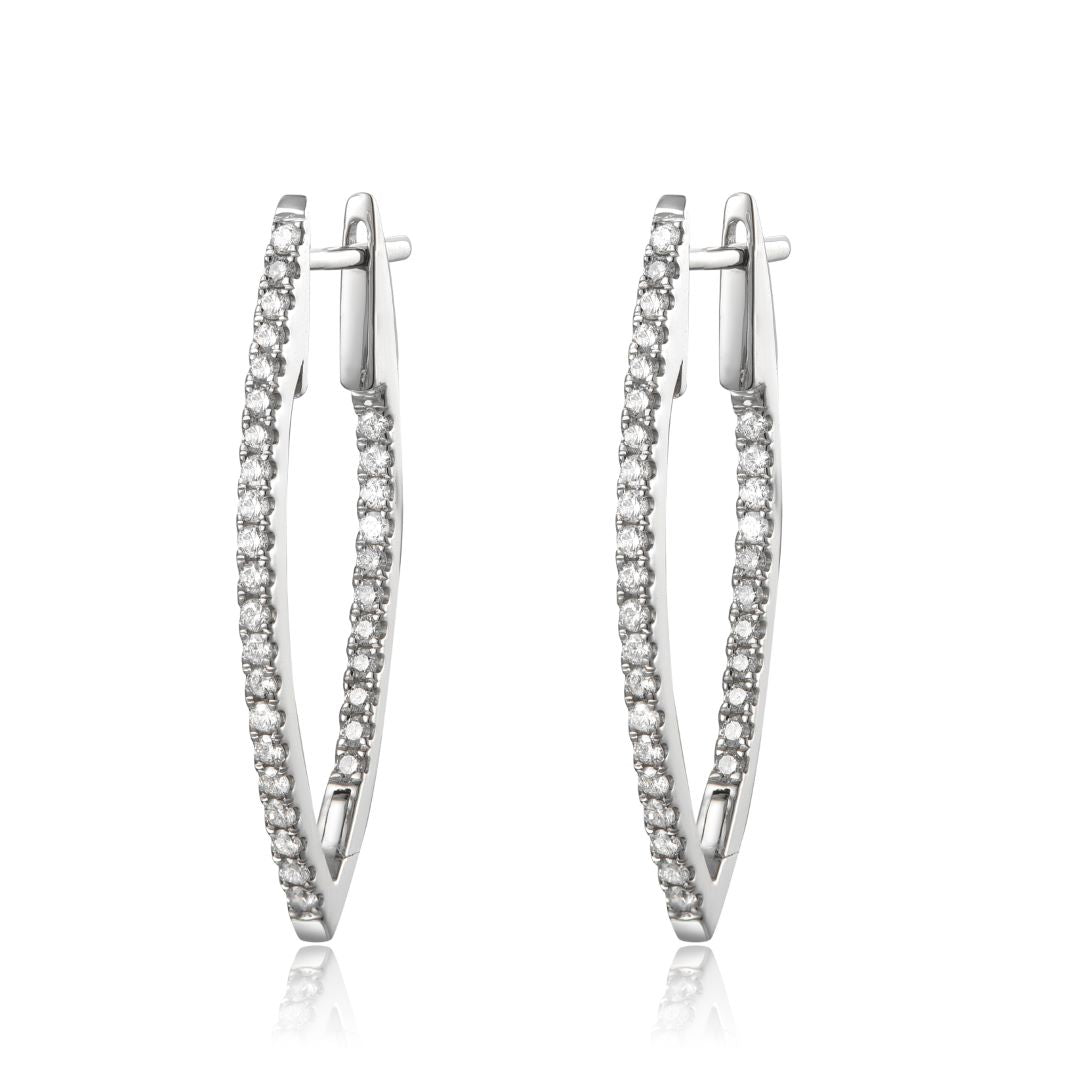 14KWG DIAMOND  MARQUIS HOOP EARS