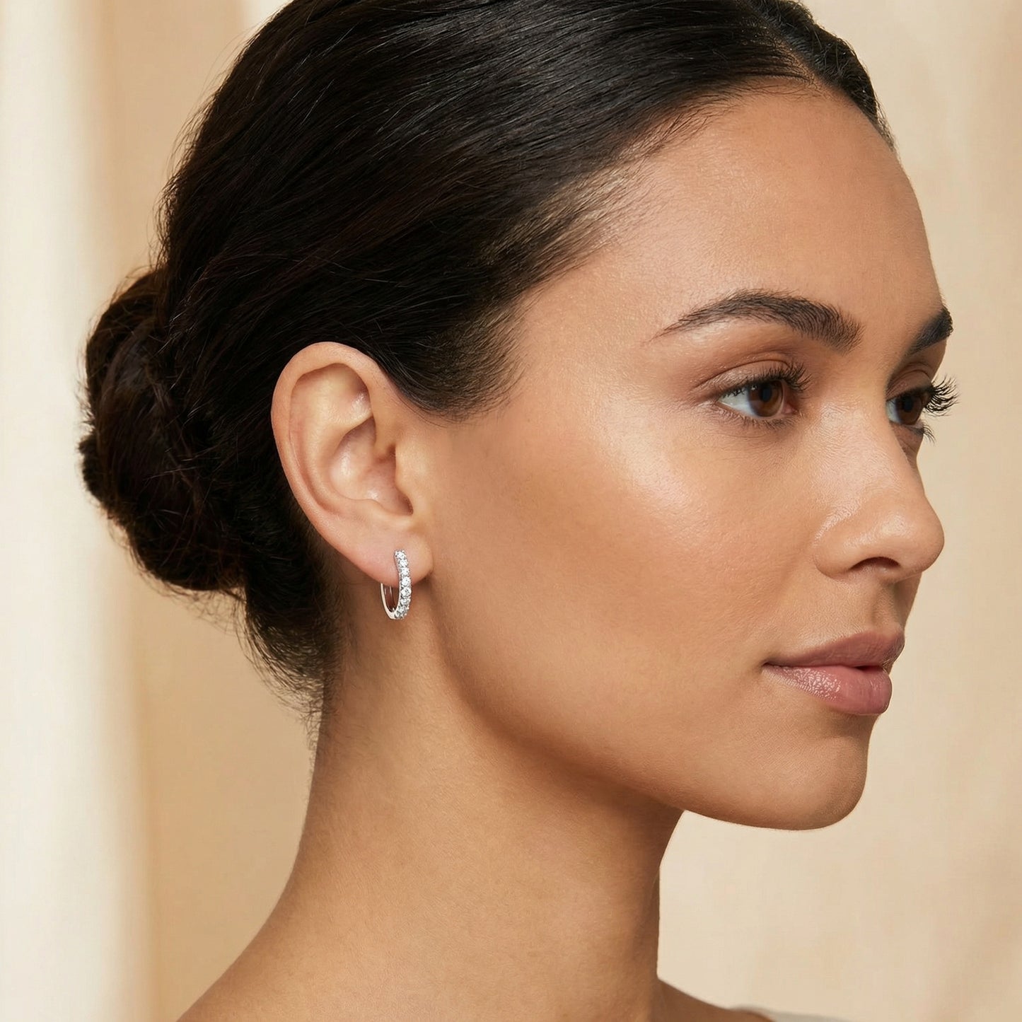 14KWG DIAMOND  HUGGIE EARRING