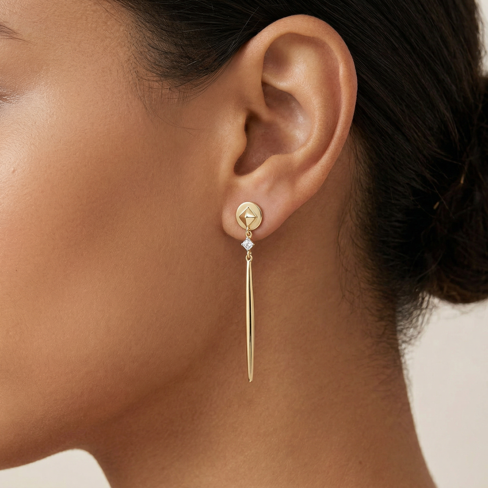 14KYG DIAMOND  DANGLE EARRING