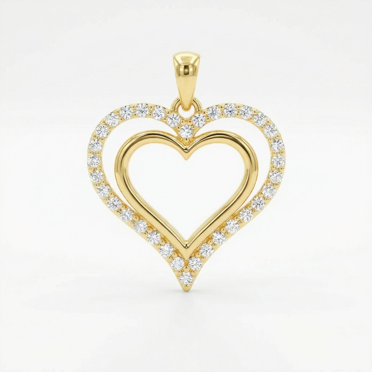 14KY DIAMOND BOARDER HEART PENDANT