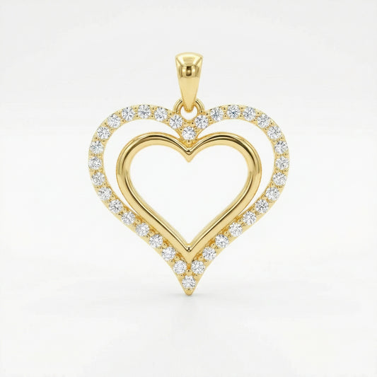 14KY DIAMOND BOARDER HEART PENDANT