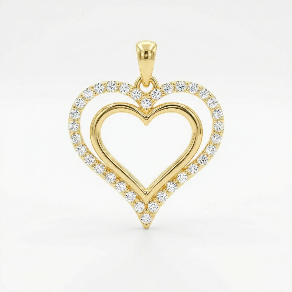 14KY DIAMOND BOARDER HEART PENDANT