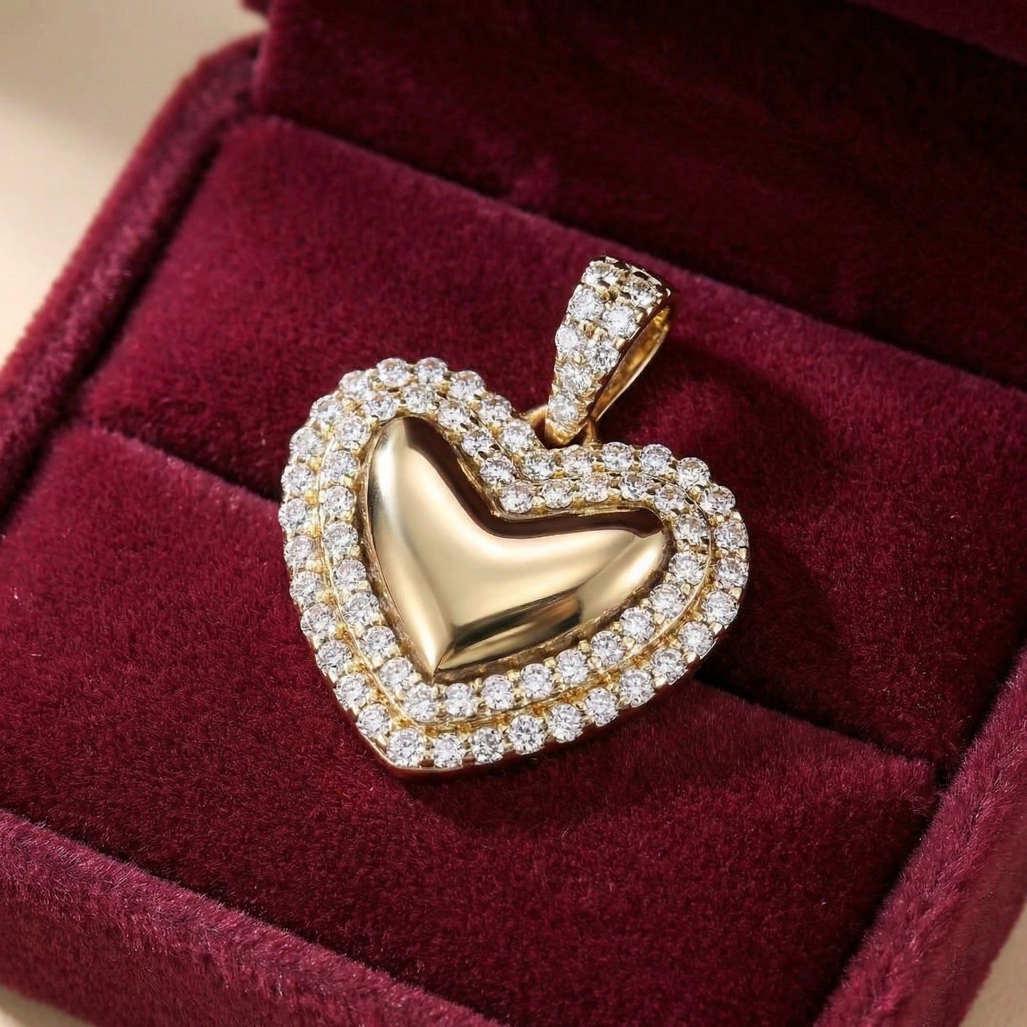 14KY DIAMOND 2 ROW HEART PENDANT