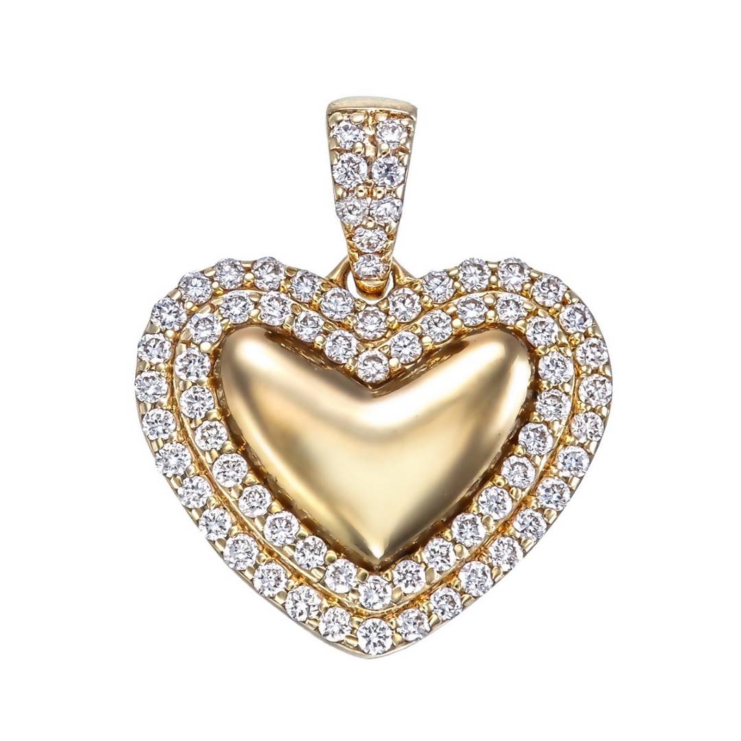 14KY DIAMOND 2 ROW HEART PENDANT