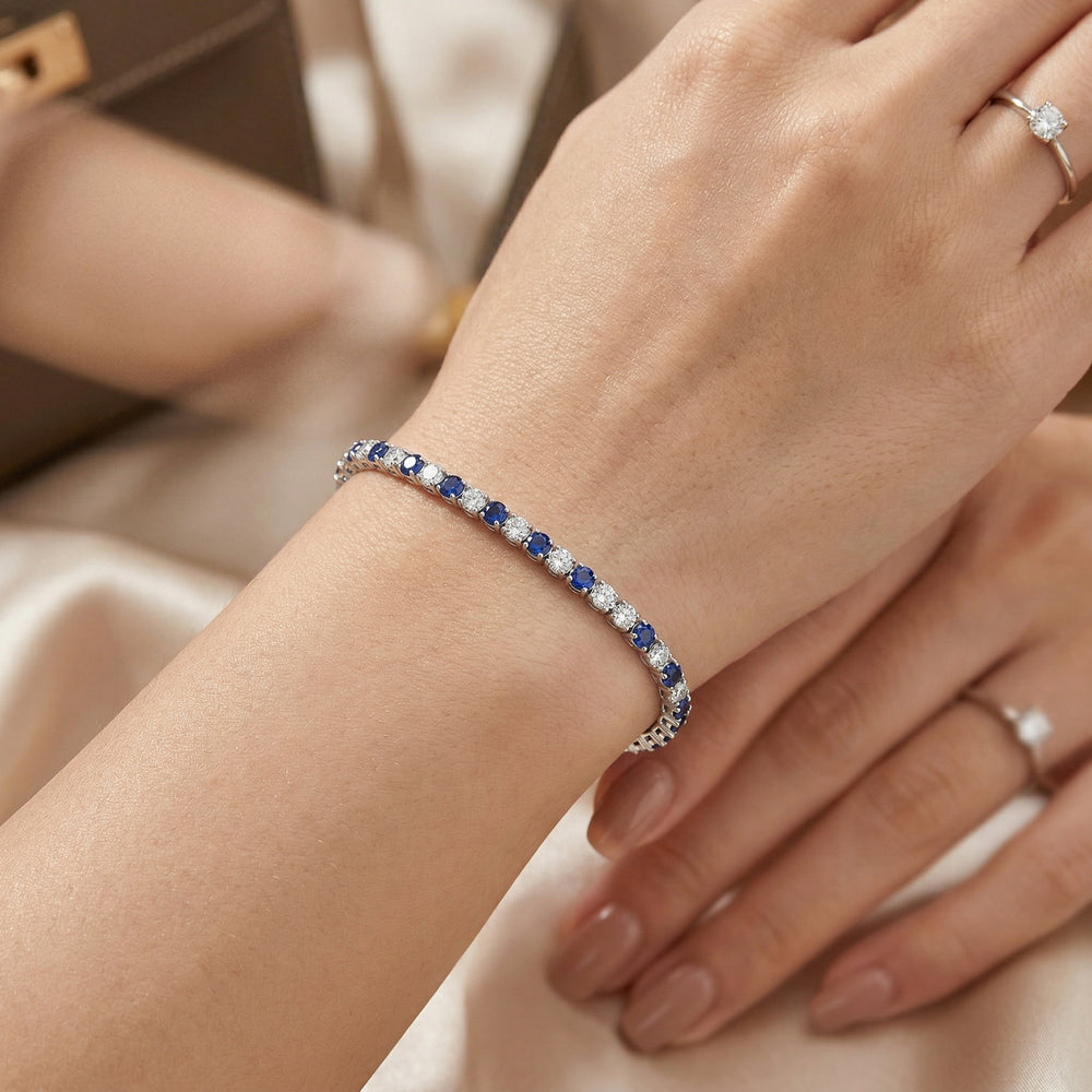 14KW PREC COLOR 4 PRONG TENNIS BRACELET