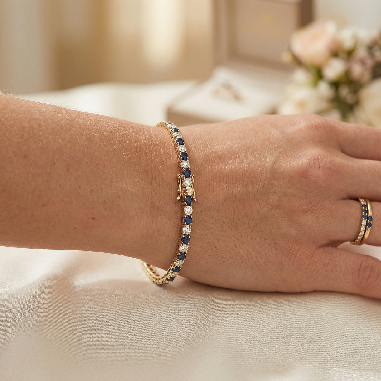 14KY PREC COLOR 4 PRONG TENNIS BRACELET