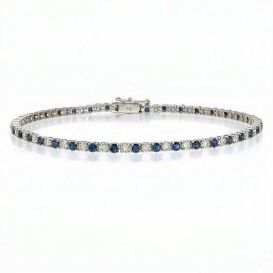 14KW PREC COLOR 4 PRONG TENNIS BRACELET