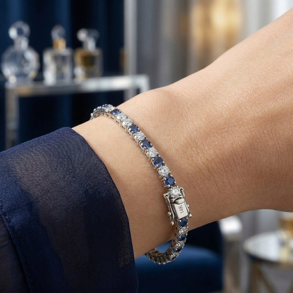 14KW PREC COLOR 4 PRONG TENNIS BRACELET