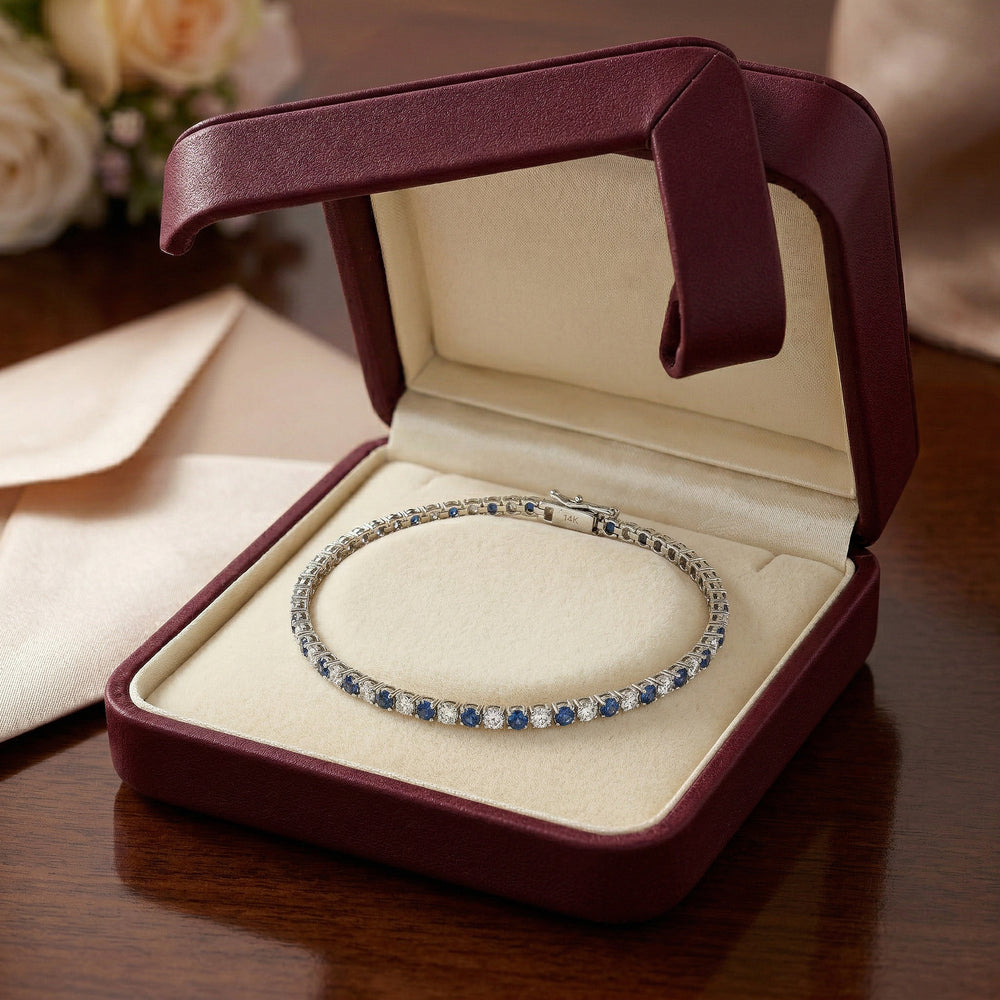 14KW PREC COLOR 4 PRONG TENNIS BRACELET