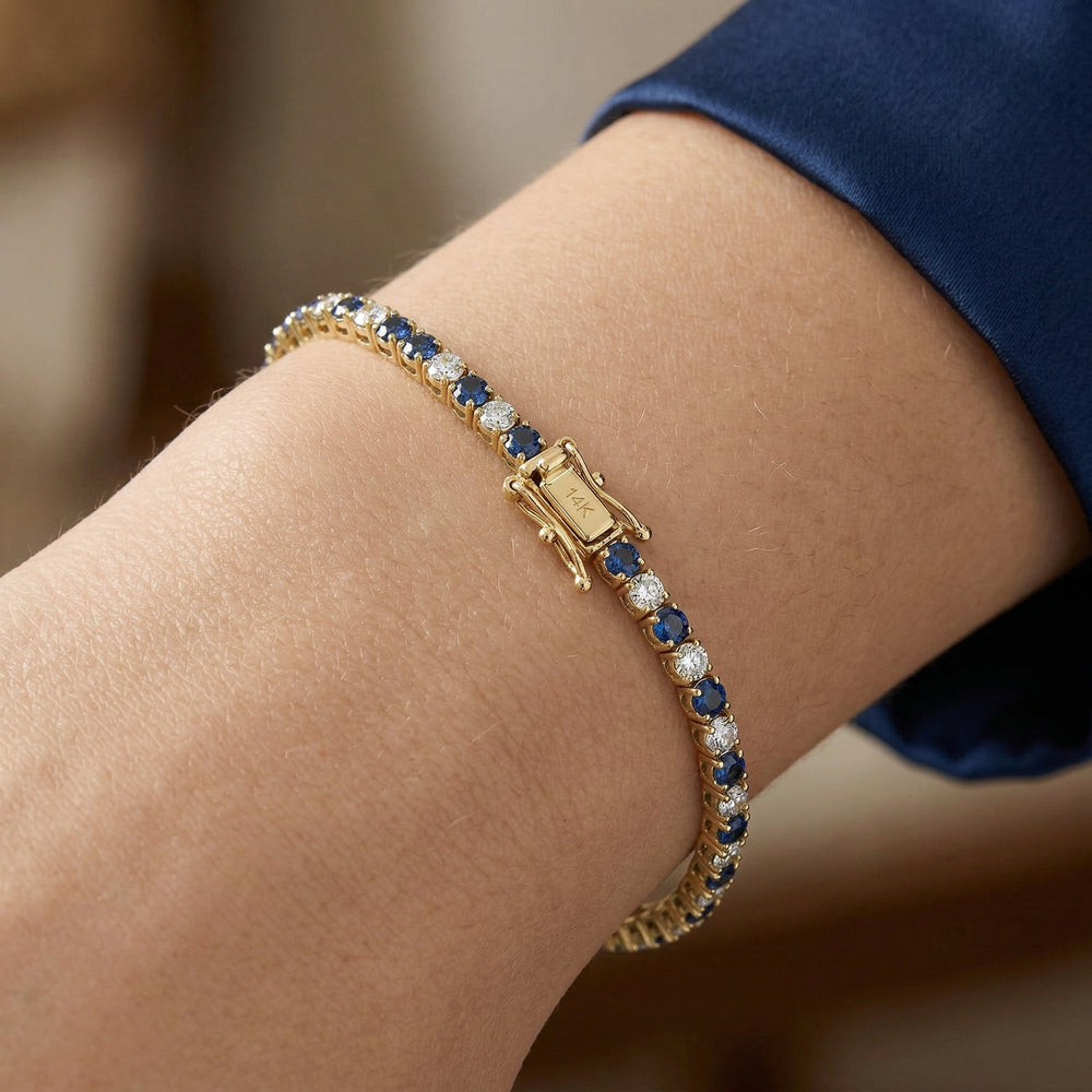 14KY PREC COLOR 4 PRONG TENNIS BRACELET