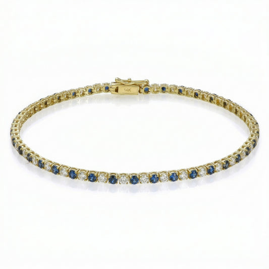 14KY PREC COLOR 4 PRONG TENNIS BRACELET