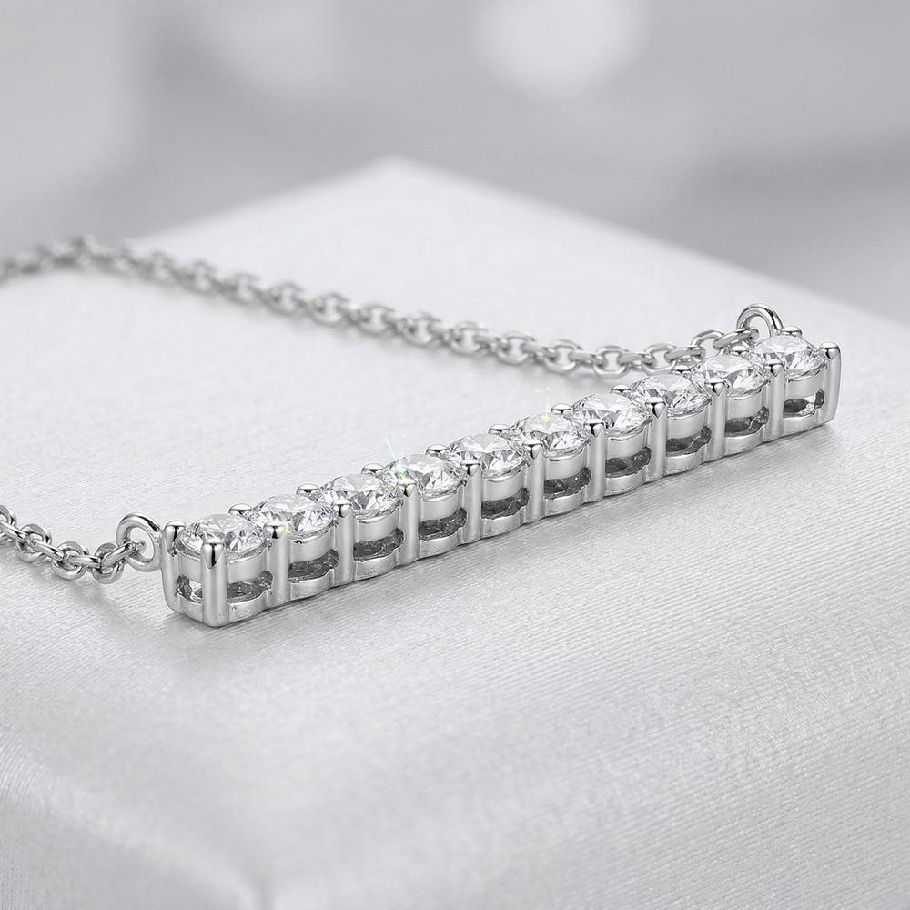 14KW DIAMOND PRONG SET BAR NECK