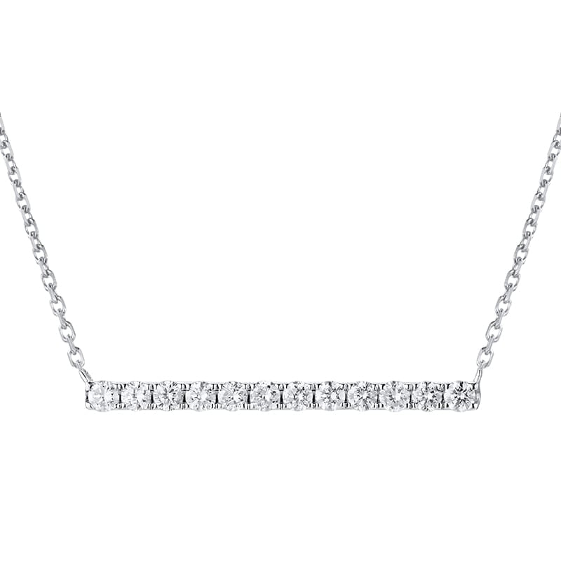 14KW DIAMOND PRONG SET BAR NECK