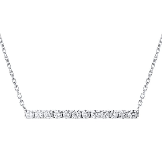 14KW DIAMOND PRONG SET BAR NECK