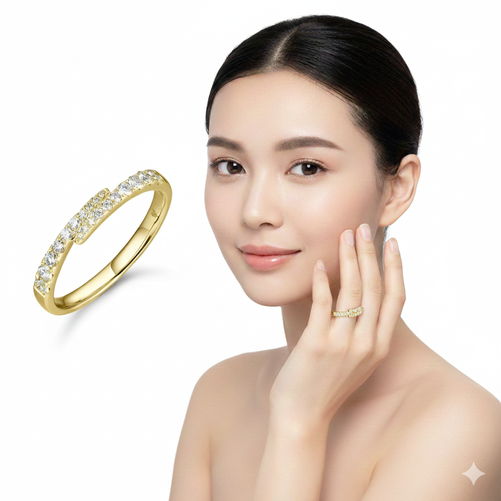 Brilliant Cut Diamond Yellow Gold Band Ring