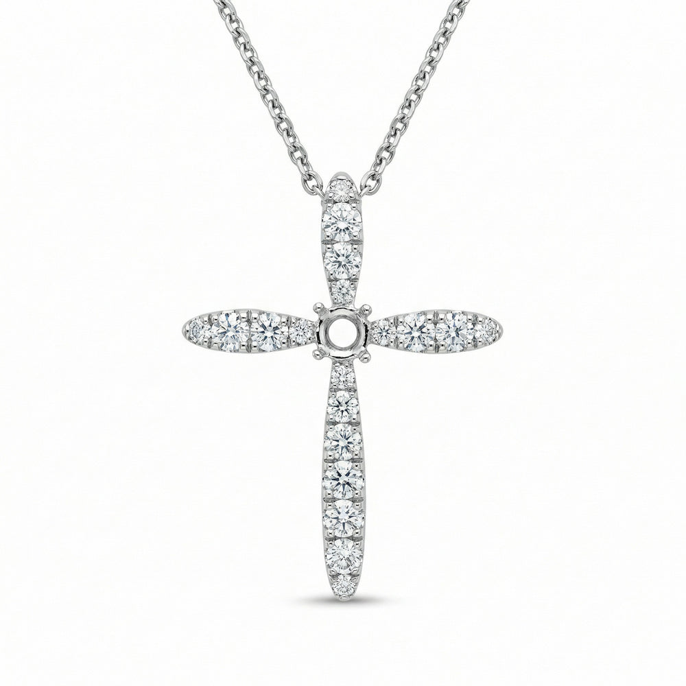 14KWG DIAMOND PRONG SET CROSS PENDANT
