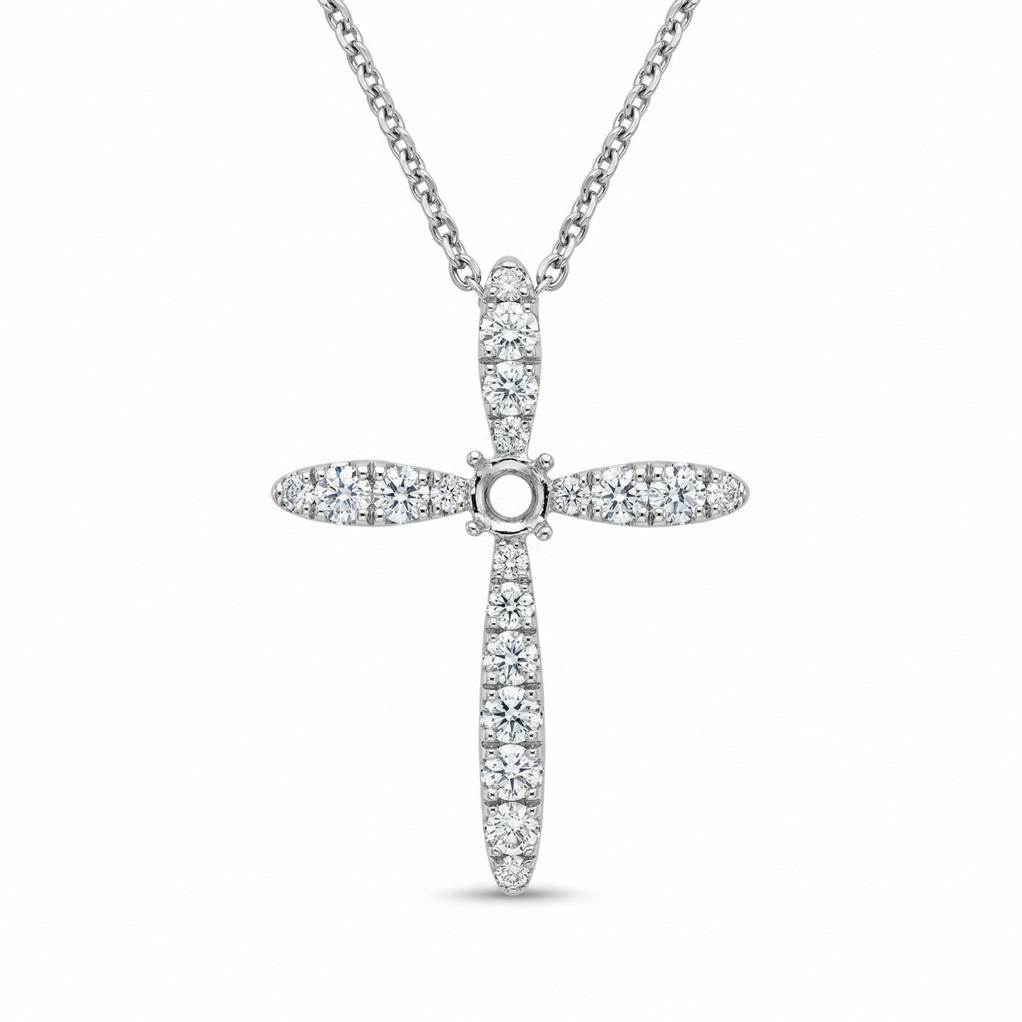 14KWG DIAMOND PRONG SET CROSS PENDANT
