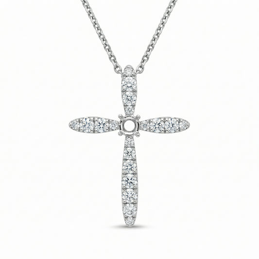 14KWG DIAMOND PRONG SET CROSS PENDANT