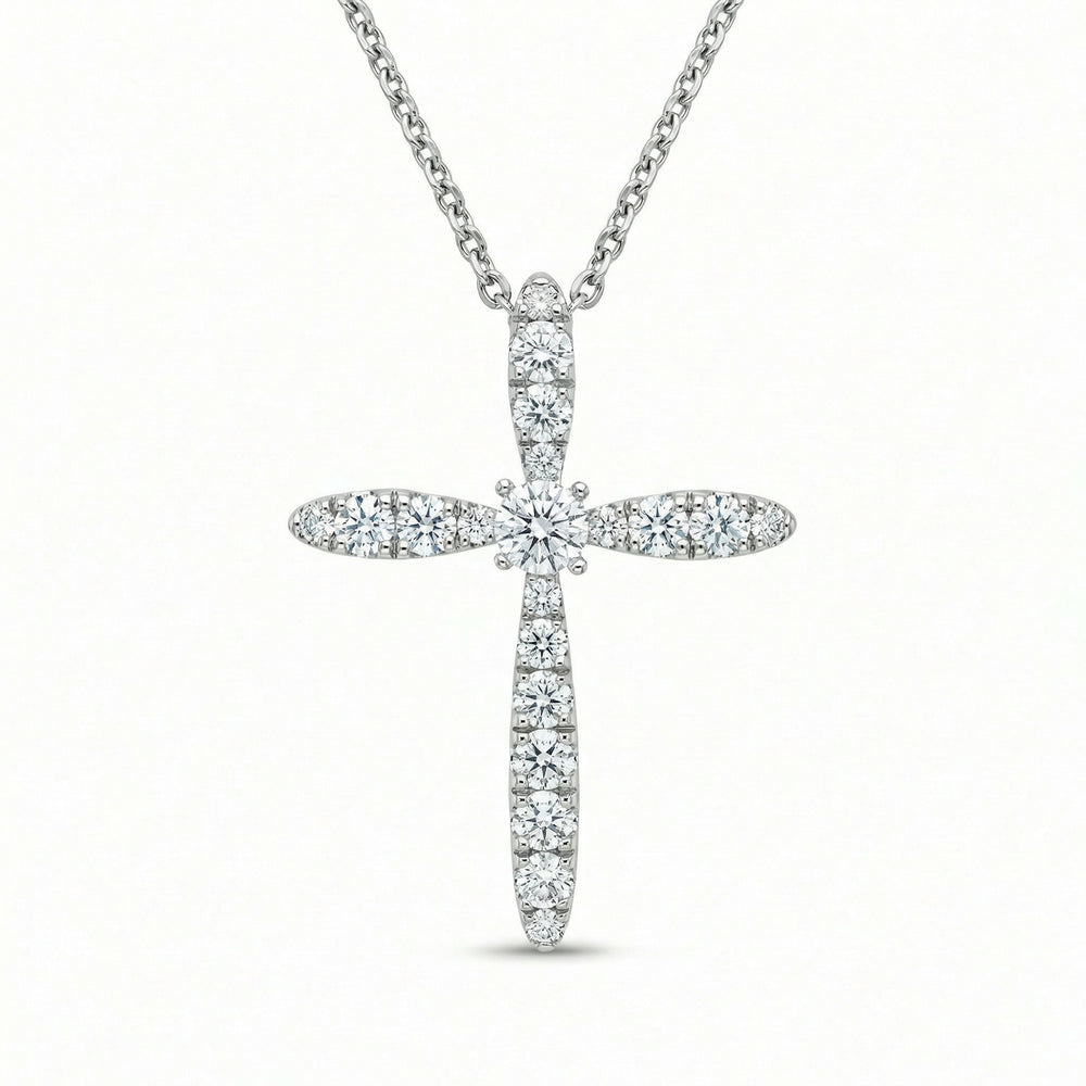 14KWG DIAMOND PRONG SET CROSS PENDANT