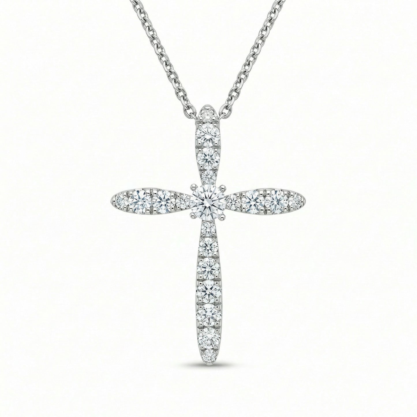 14KWG DIAMOND PRONG SET CROSS PENDANT