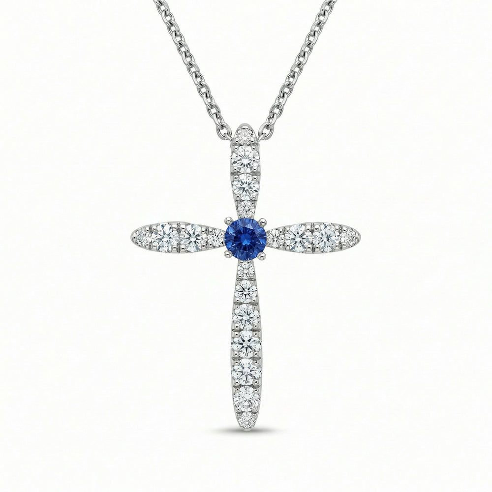 14KWG DIAMOND PRONG SET CROSS PENDANT