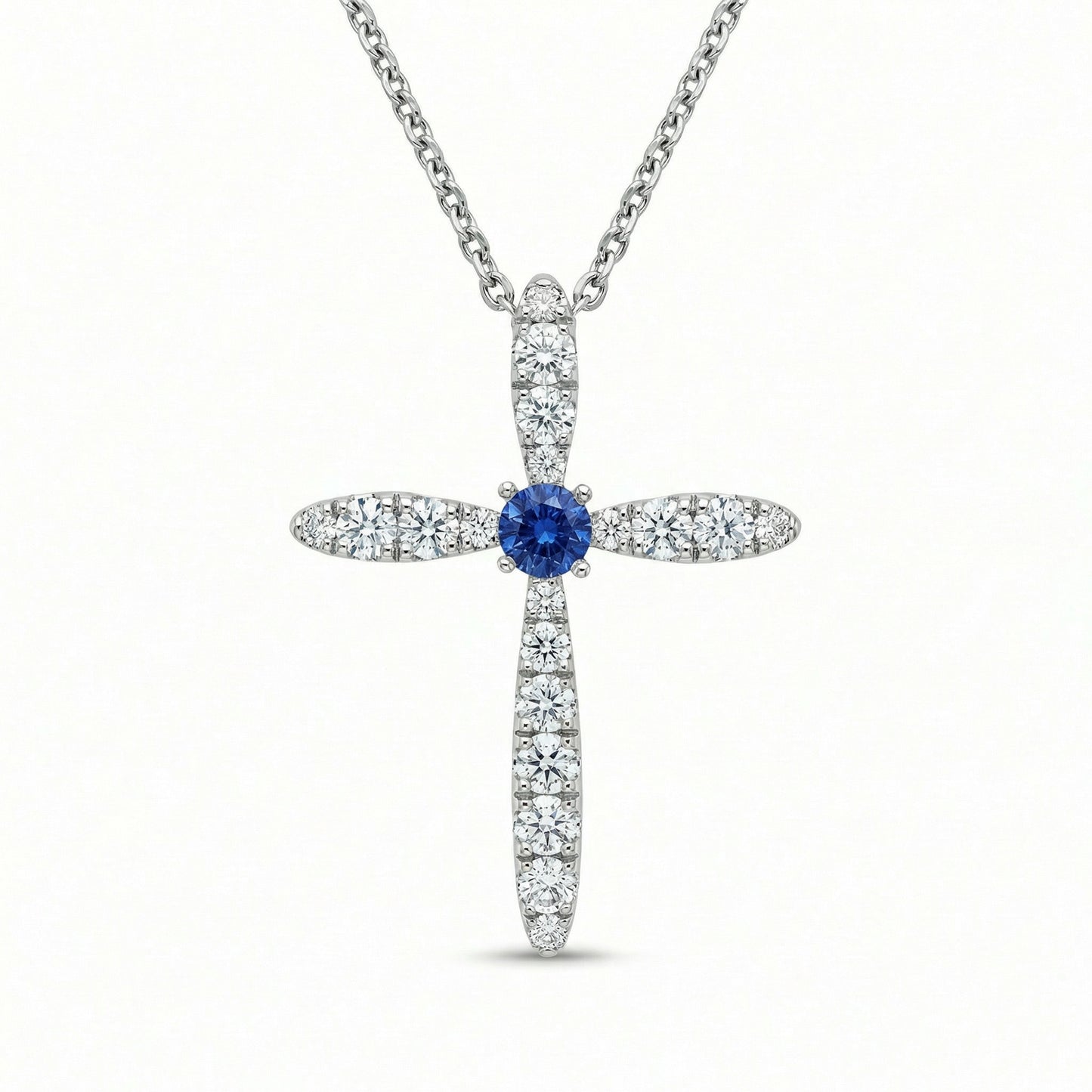 14KWG DIAMOND PRONG SET CROSS PENDANT
