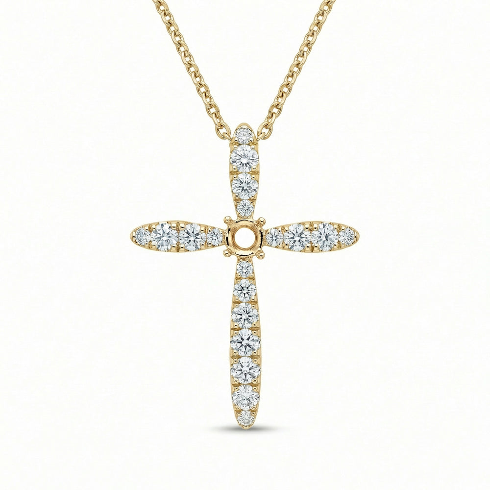 14KY DIAMOND PRONG SET CROSS PENDANT